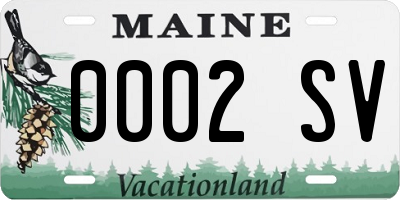 ME license plate 0002SV