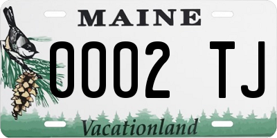 ME license plate 0002TJ