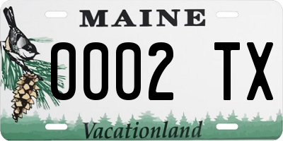 ME license plate 0002TX