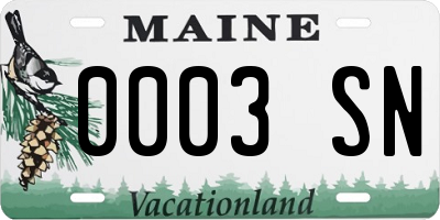 ME license plate 0003SN