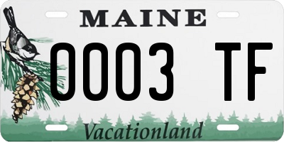 ME license plate 0003TF