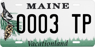 ME license plate 0003TP