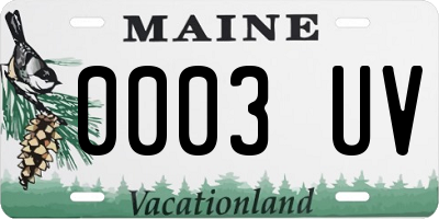 ME license plate 0003UV