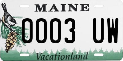 ME license plate 0003UW