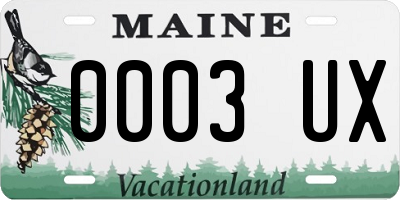 ME license plate 0003UX