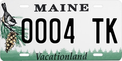 ME license plate 0004TK