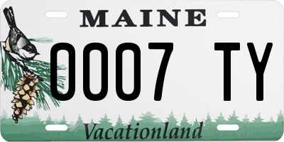 ME license plate 0007TY