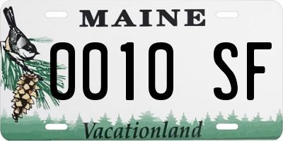 ME license plate 0010SF