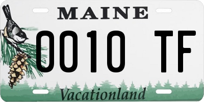 ME license plate 0010TF