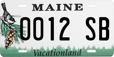 ME license plate 0012SB