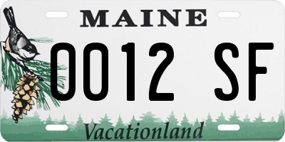 ME license plate 0012SF