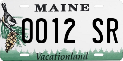 ME license plate 0012SR