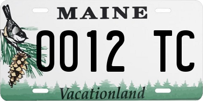 ME license plate 0012TC