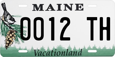 ME license plate 0012TH