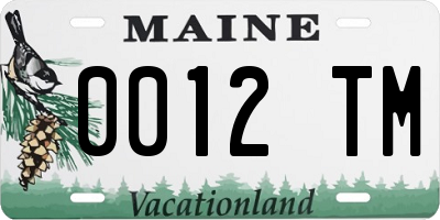 ME license plate 0012TM