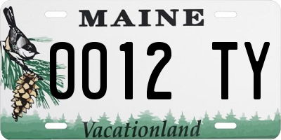 ME license plate 0012TY