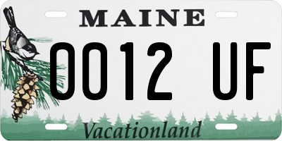 ME license plate 0012UF