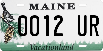 ME license plate 0012UR