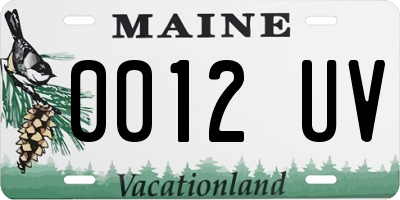 ME license plate 0012UV