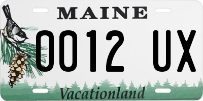 ME license plate 0012UX