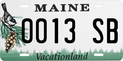 ME license plate 0013SB