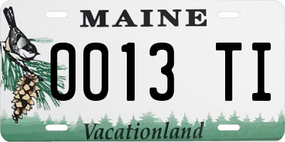 ME license plate 0013TI