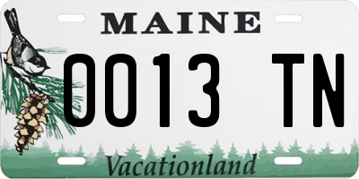 ME license plate 0013TN