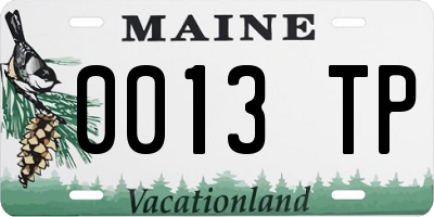 ME license plate 0013TP