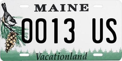 ME license plate 0013US