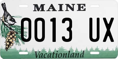 ME license plate 0013UX