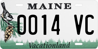 ME license plate 0014VC