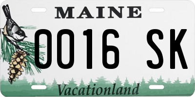 ME license plate 0016SK