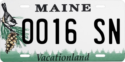 ME license plate 0016SN