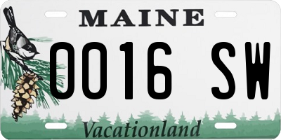 ME license plate 0016SW