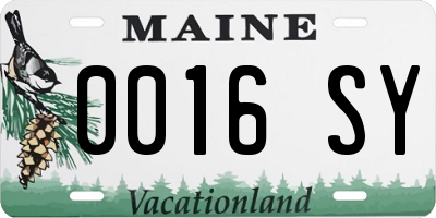 ME license plate 0016SY