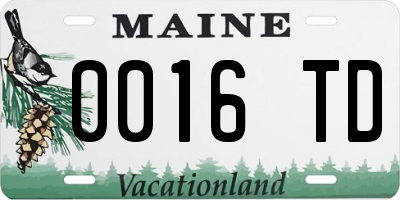 ME license plate 0016TD