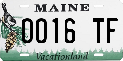 ME license plate 0016TF
