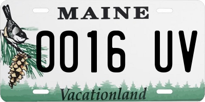 ME license plate 0016UV