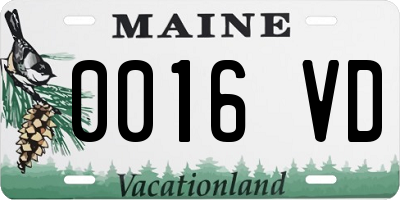 ME license plate 0016VD