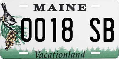 ME license plate 0018SB