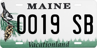 ME license plate 0019SB