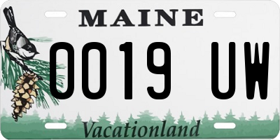 ME license plate 0019UW