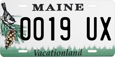 ME license plate 0019UX