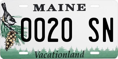 ME license plate 0020SN