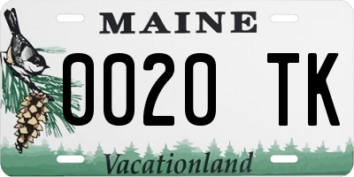 ME license plate 0020TK