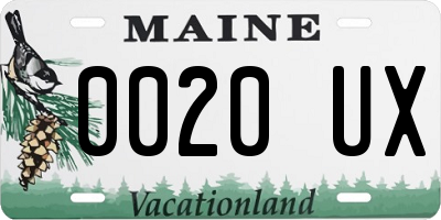 ME license plate 0020UX