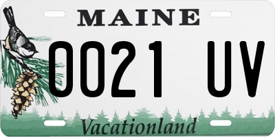 ME license plate 0021UV