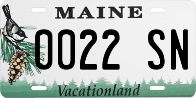 ME license plate 0022SN