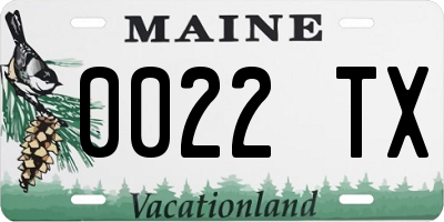 ME license plate 0022TX