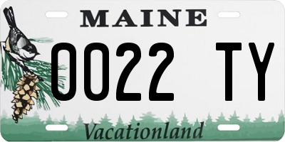 ME license plate 0022TY